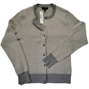 🎀HP🎀 J.CREW Button Up Cardigan Sweater Classic Chevron Worn Once